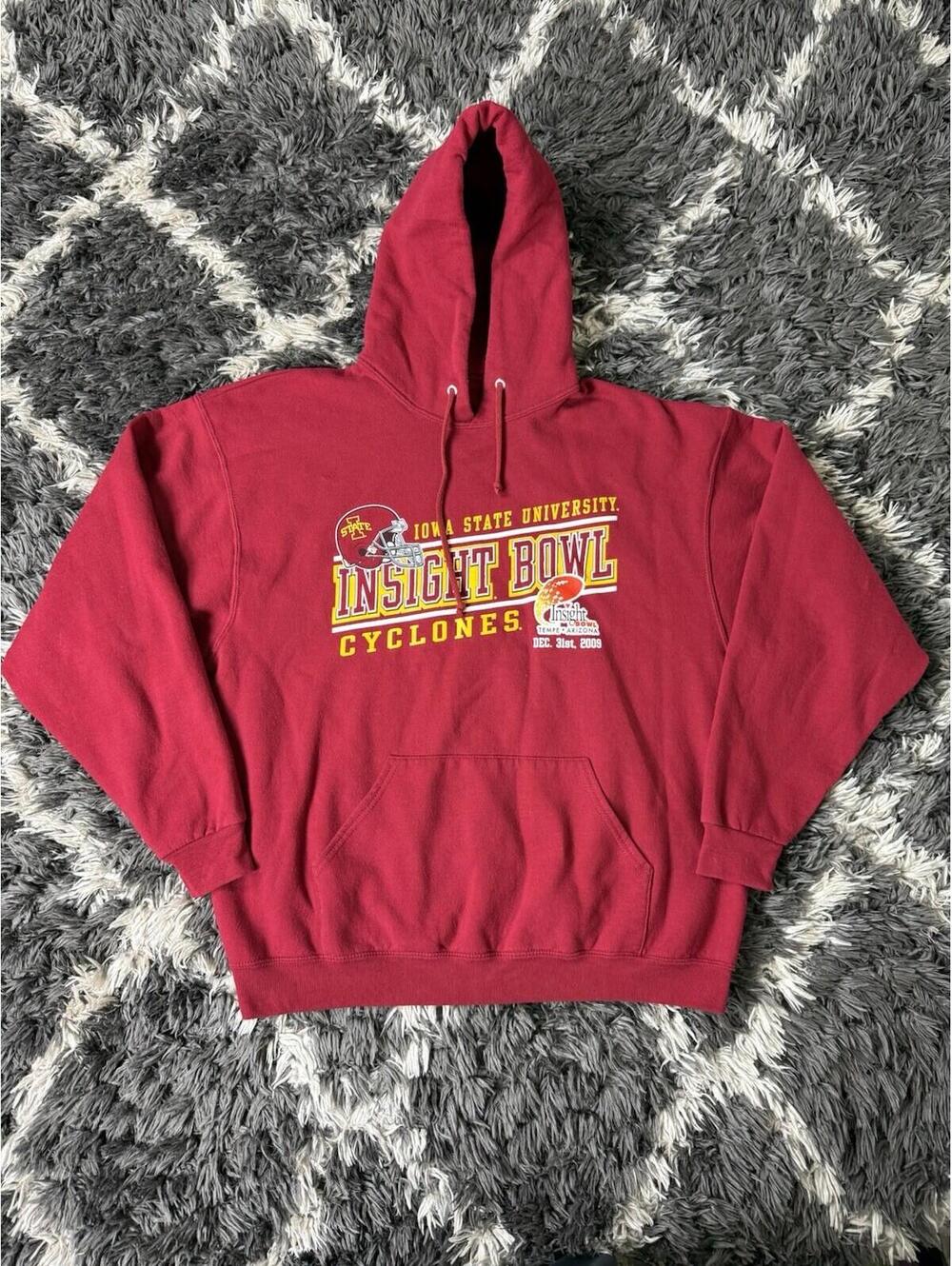 Vintage Iowa State Cyclones Hoodie Insight Bowl Adult XL Red Pullover Sweatshirt